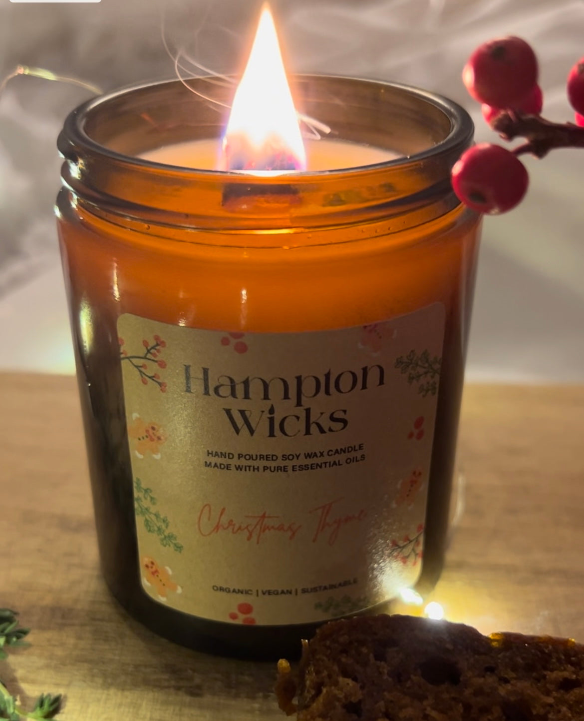 Christmas Thyme Wood Wick Candle